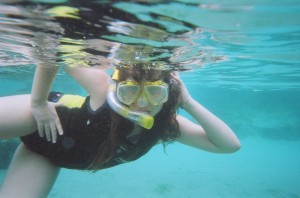 Miranda posing under water