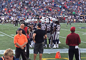 Huddle at the edge of the field